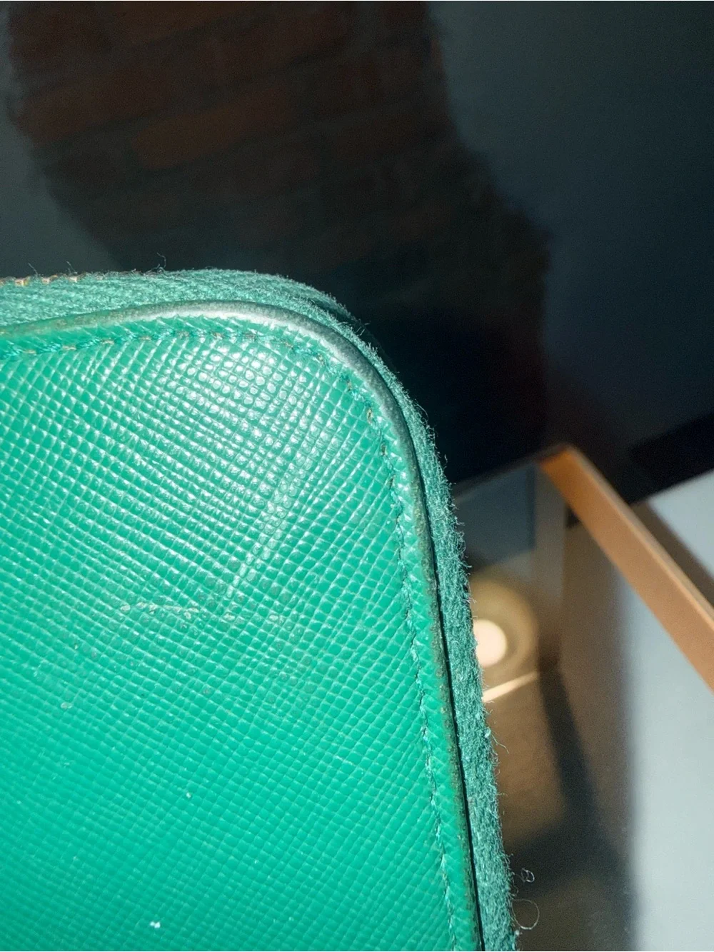 PRADA Emerald Green Saffiano Leather Zip Around Wallet Long Continental